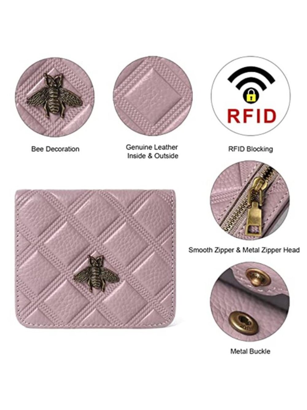 Womens Wallet RFID Blocking Small Compact Bifold Genuine Leather Pocket Wallet - Picture 3 of 7